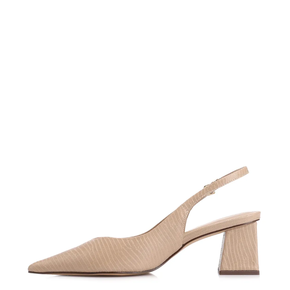 Scarpin Slingback Couro Lezard Bege - imagem 5