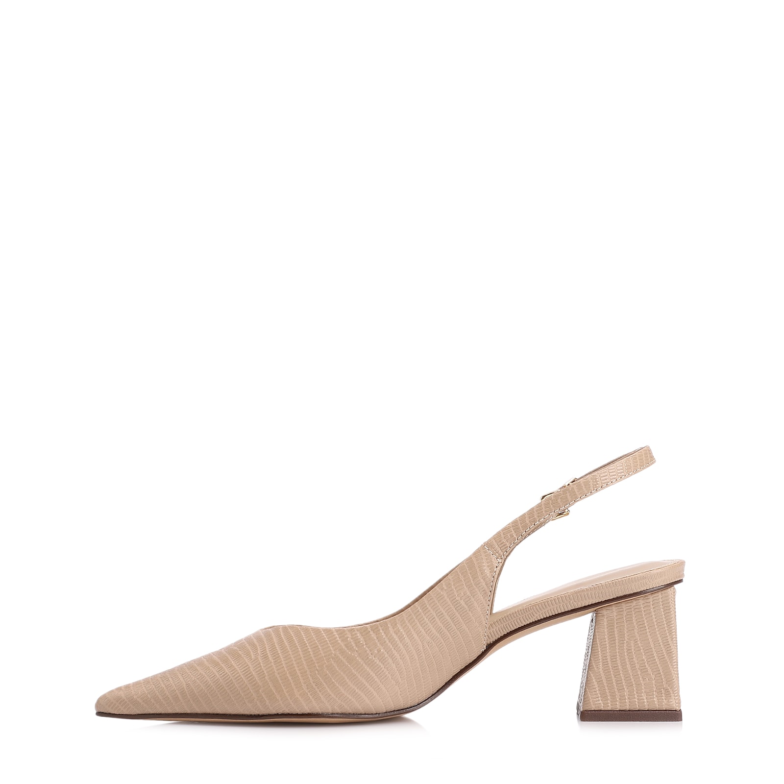 Scarpin Slingback Couro Lezard Bege