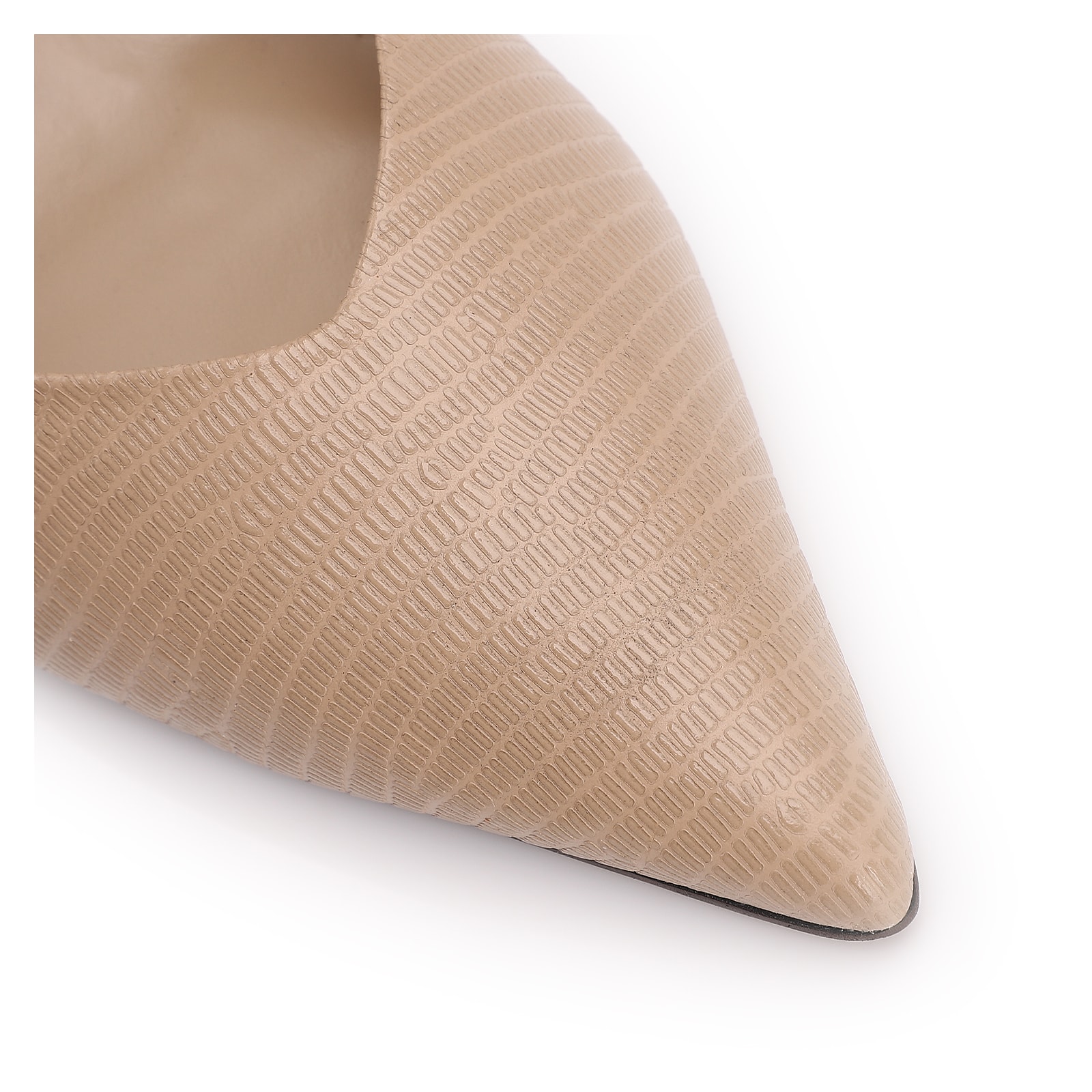 Scarpin Slingback Couro Lezard Bege