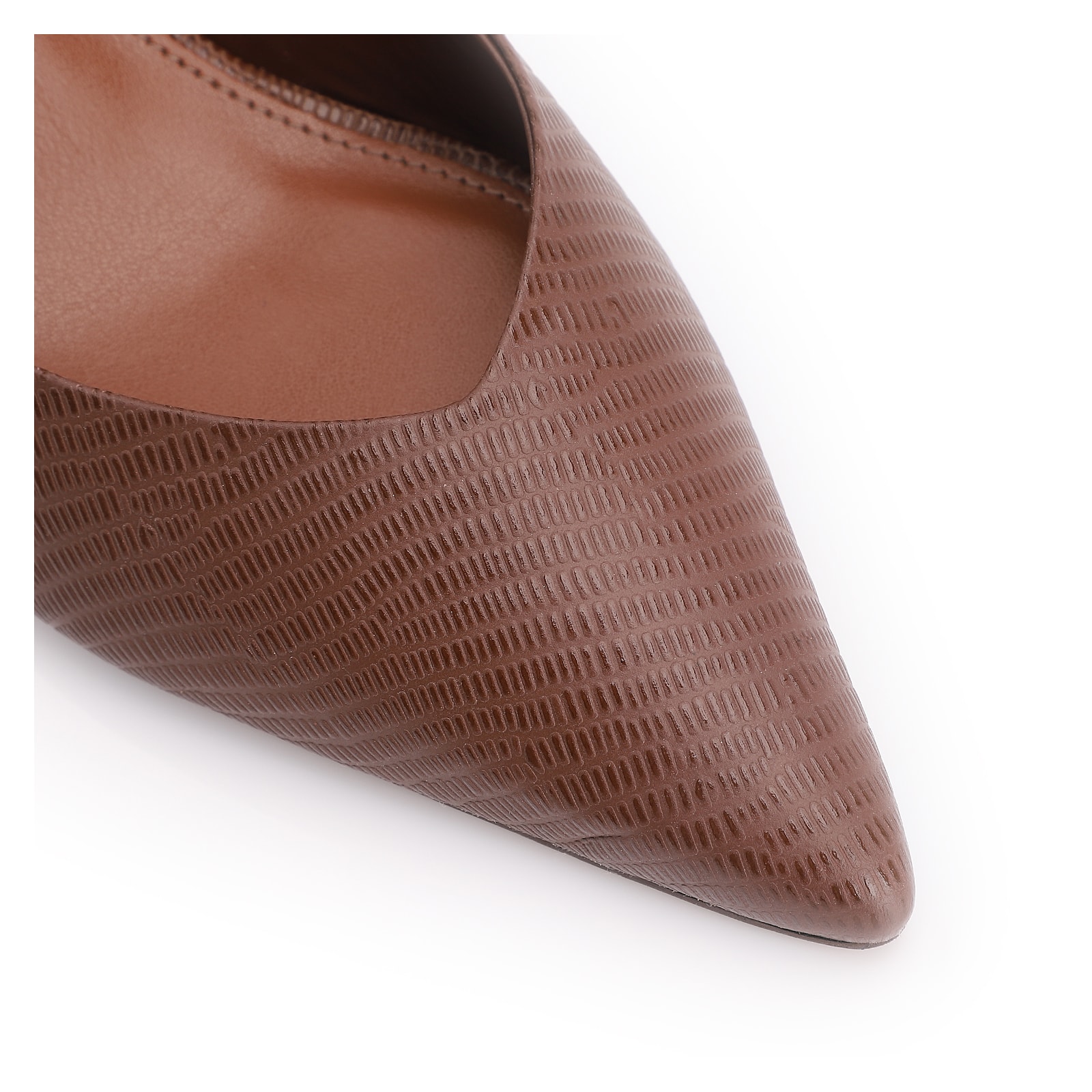 Scarpin Slingback Couro Lezard Marrom