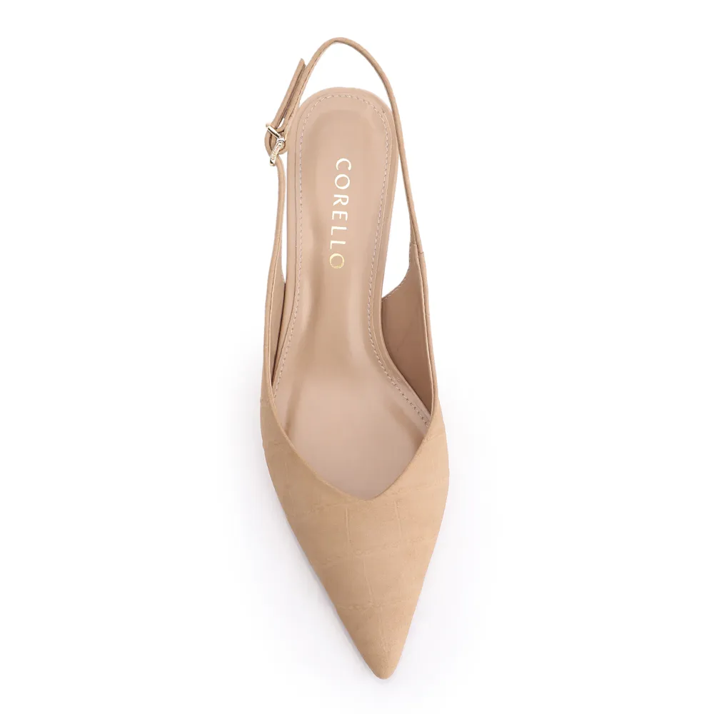 Scarpin Slingback Couro Nobuck Croco Bege - imagem 5