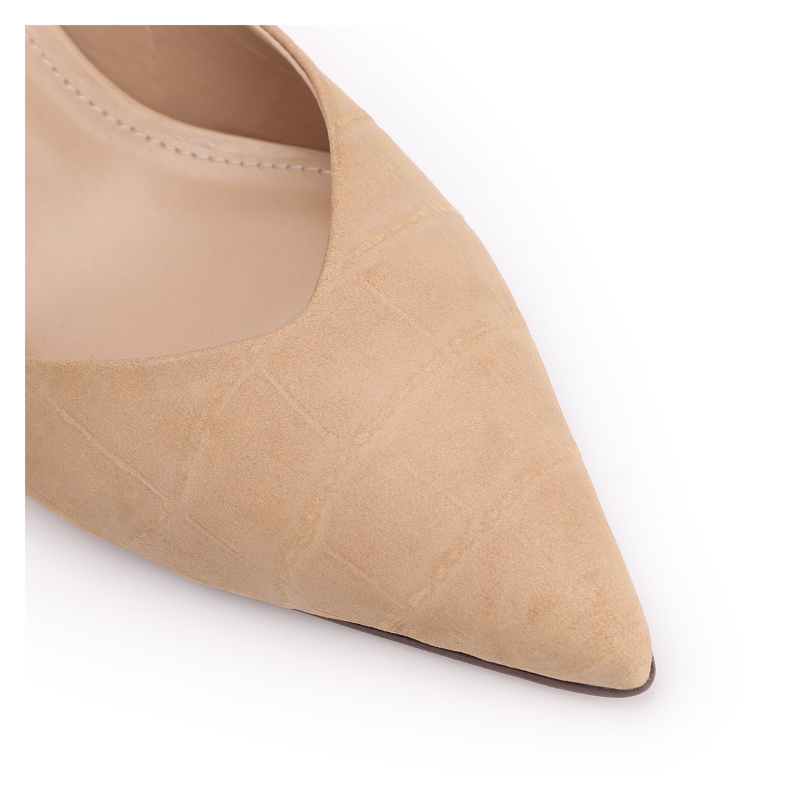 Scarpin Slingback Couro Nobuck Croco Bege