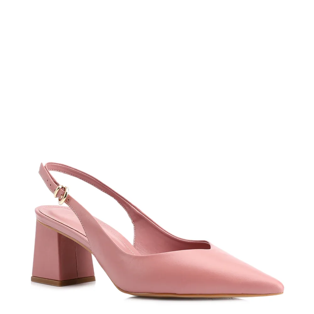 Scarpin Slingback Couro Rosa