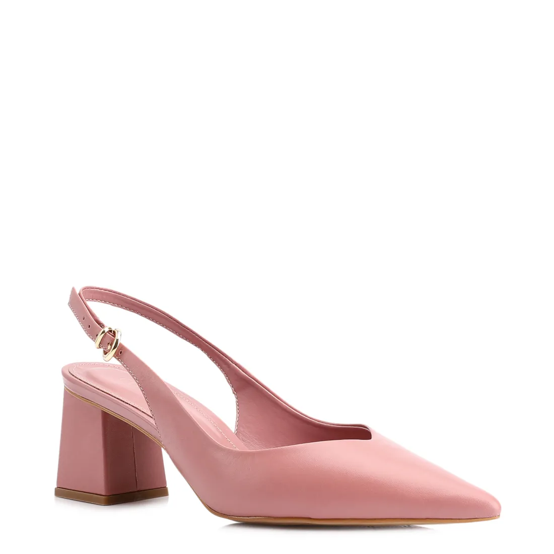 Scarpin Slingback Couro Rosa