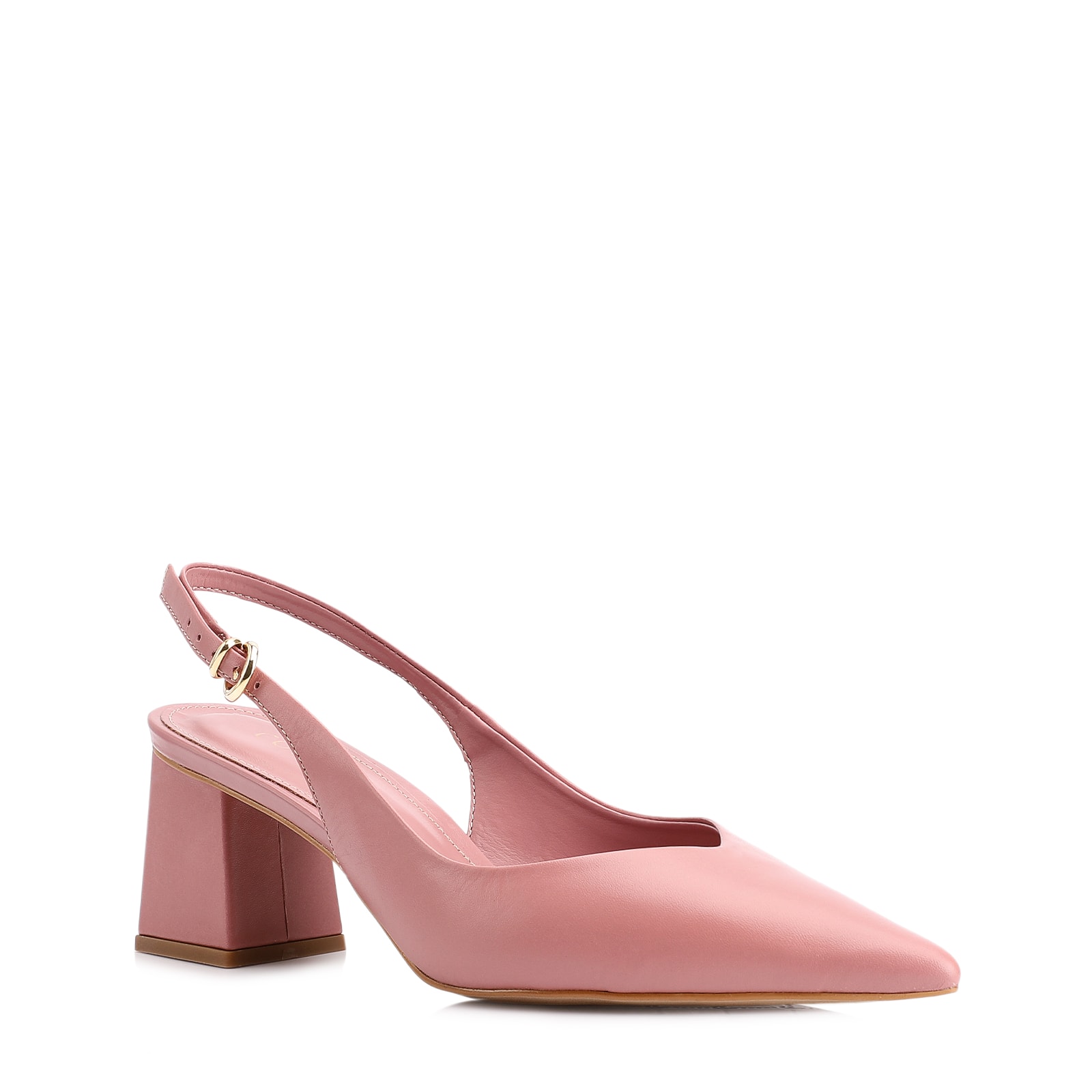 Scarpin Slingback Couro Rosa