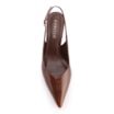 Scarpin Slingback Marrom Salto Bloco Médio Couro Bico Fino Slingback - imagem 5