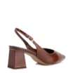 Scarpin Slingback Marrom Salto Bloco Médio Couro Bico Fino Slingback - imagem 3