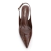 Scarpin Slingback Marrom Salto Bloco Médio Couro Croco Bico Fino Slingback - imagem 5