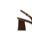 Scarpin Slingback Marrom Salto Bloco Médio Couro Croco Bico Fino Slingback - imagem 7