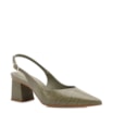 Scarpin Slingback Verde Salto Bloco Médio Couro Croco Bico Fino Slingback - imagem 1