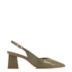 Scarpin Slingback Verde Salto Bloco Médio Couro Croco Bico Fino Slingback - imagem 2