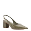 Scarpin Slingback Verde Salto Bloco Médio Couro Crocobico Fino Slingback - imagem 1