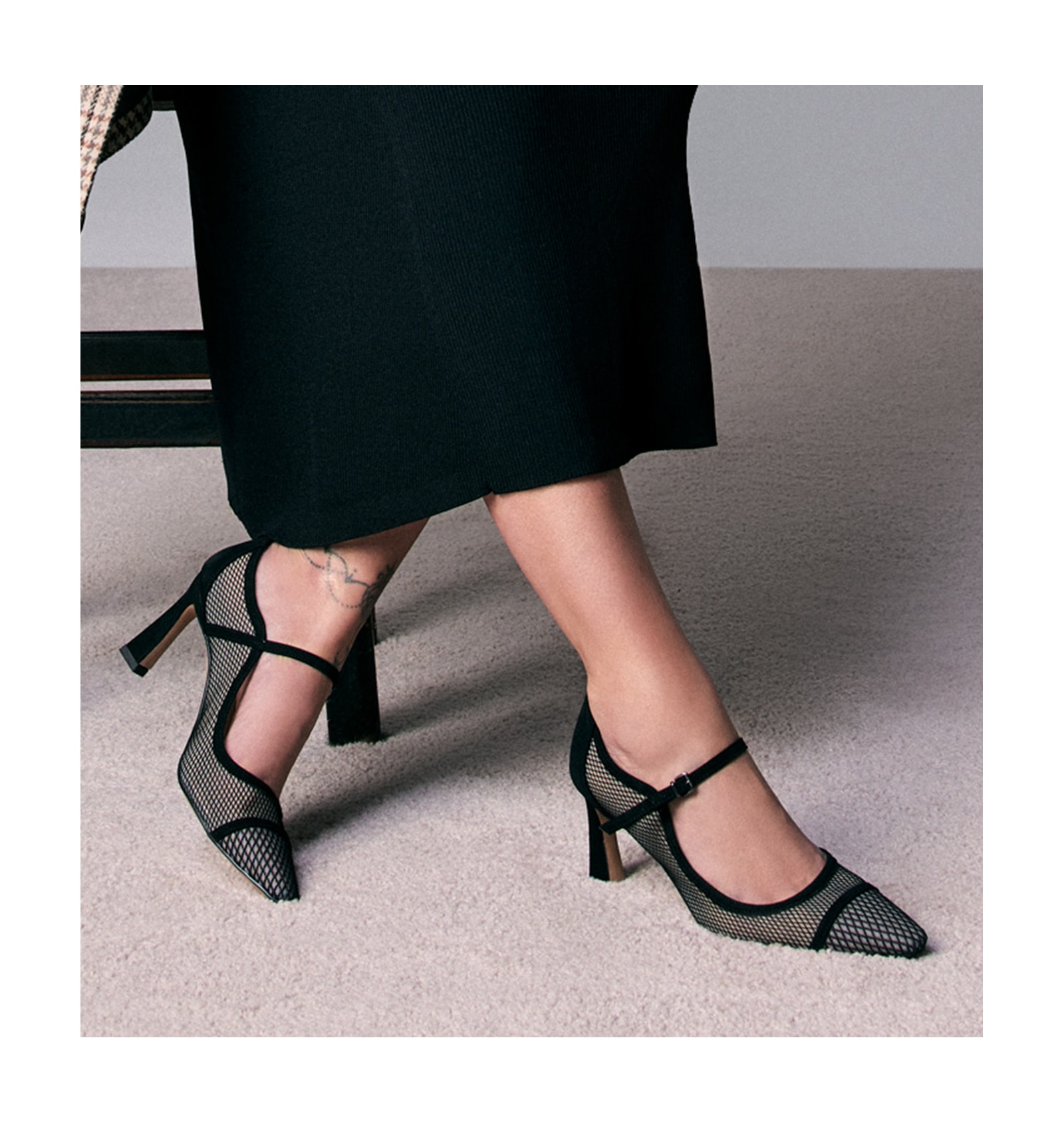 Scarpin Tela/Alt Nobuck Preto