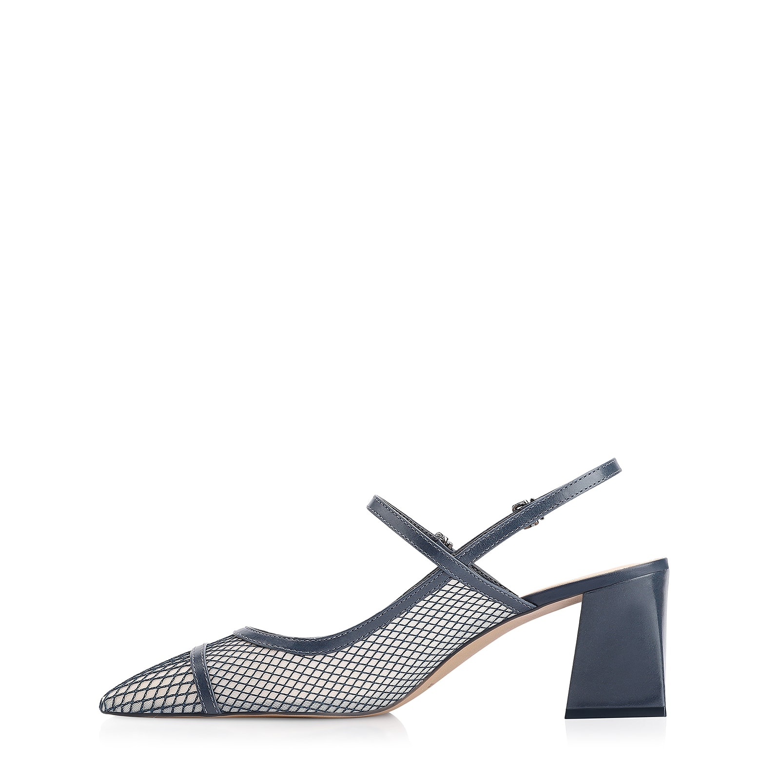 Scarpin Tela Azul/Couro Azul