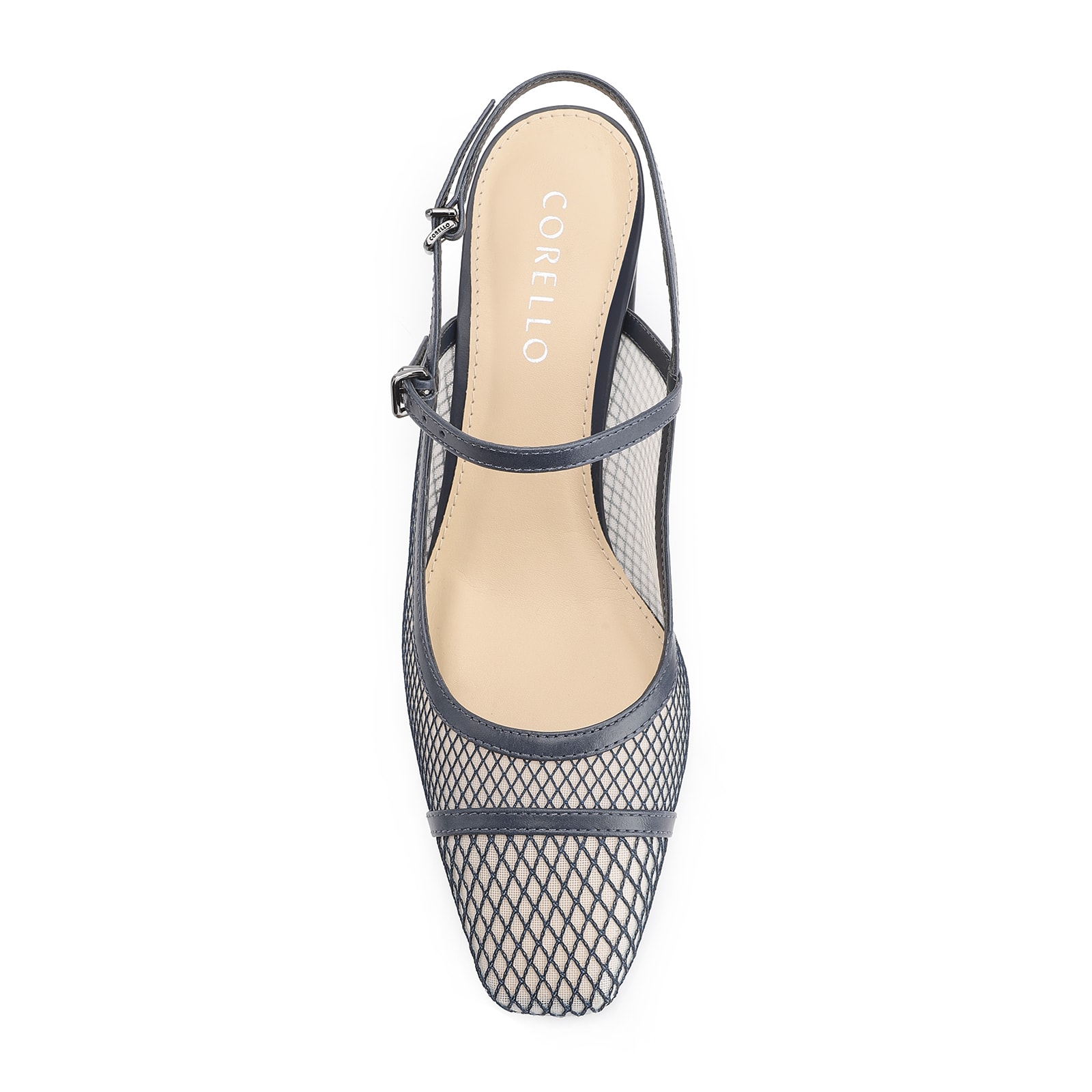 Scarpin Tela Azul/Couro Azul
