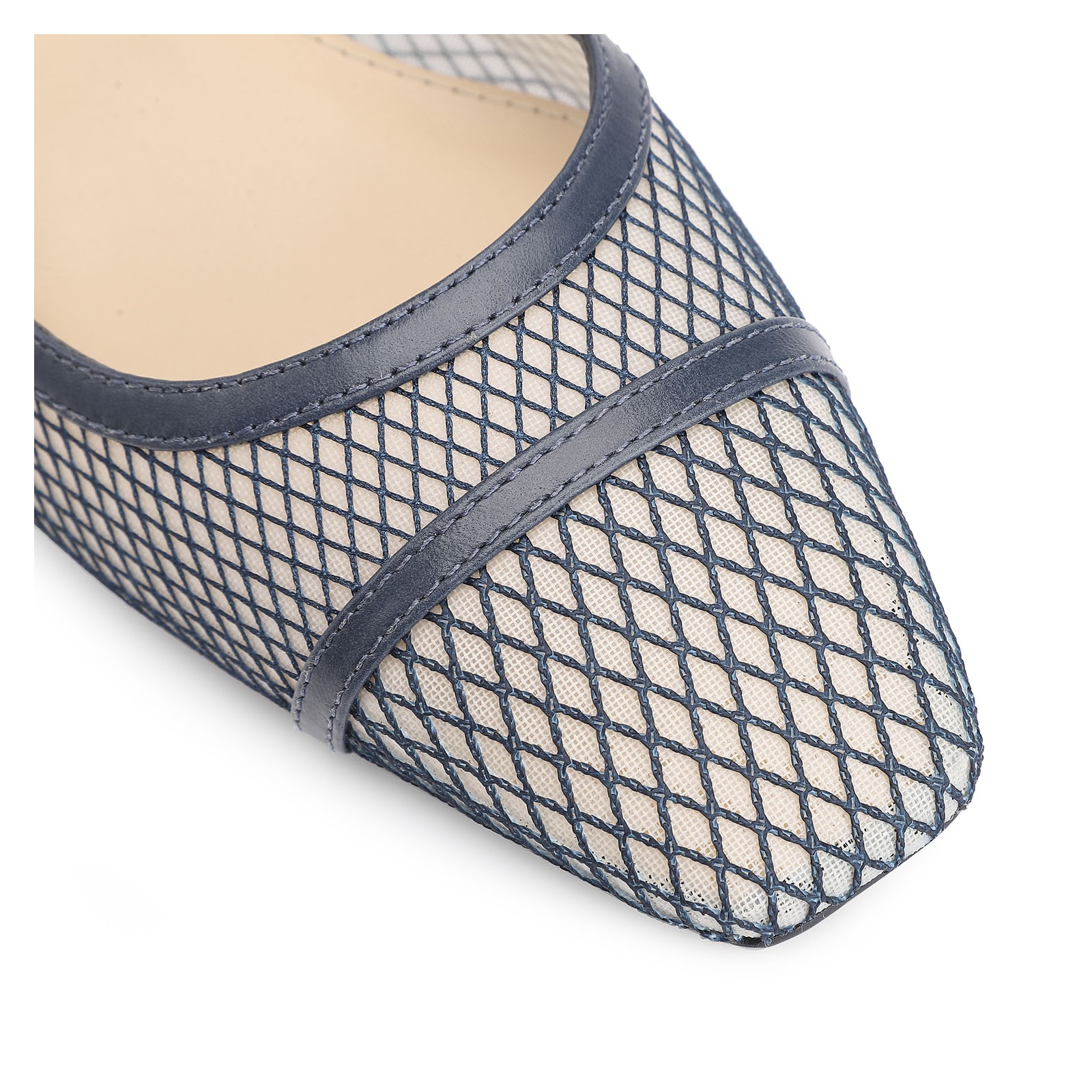Scarpin Tela Azul/Couro Azul