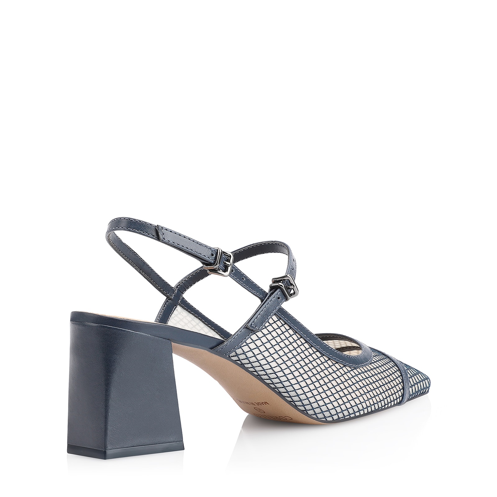 Scarpin Tela Azul/Couro Azul