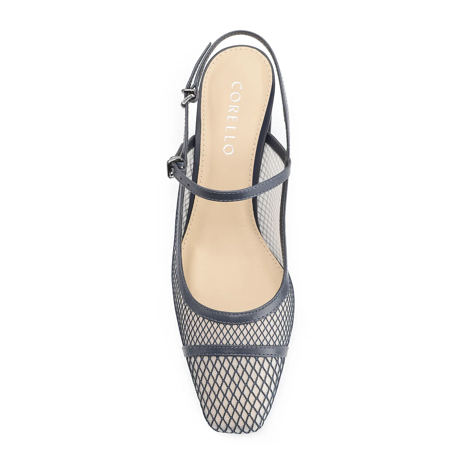 Scarpin Tela Azul/Couro Azul