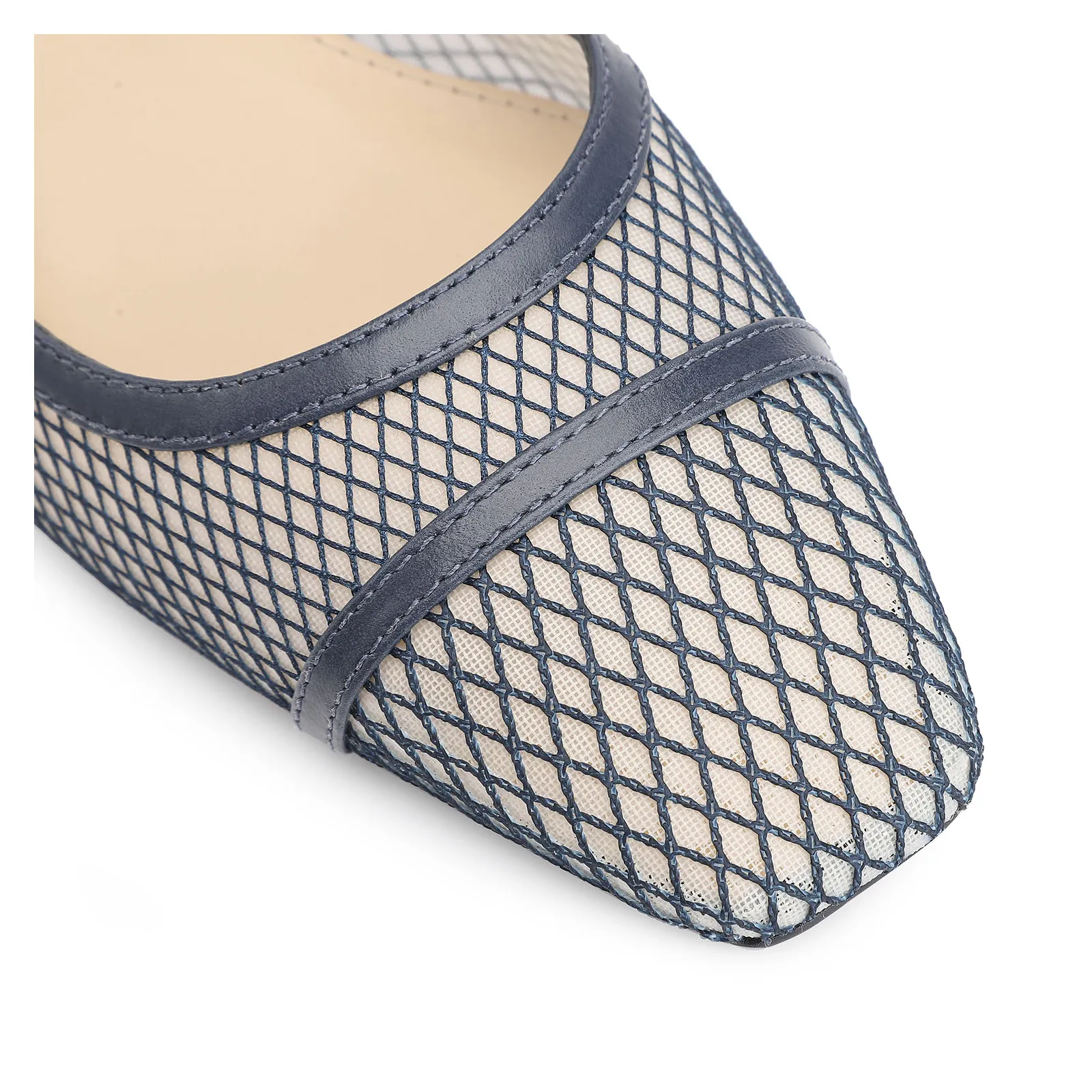 Scarpin Tela Azul/Couro Azul
