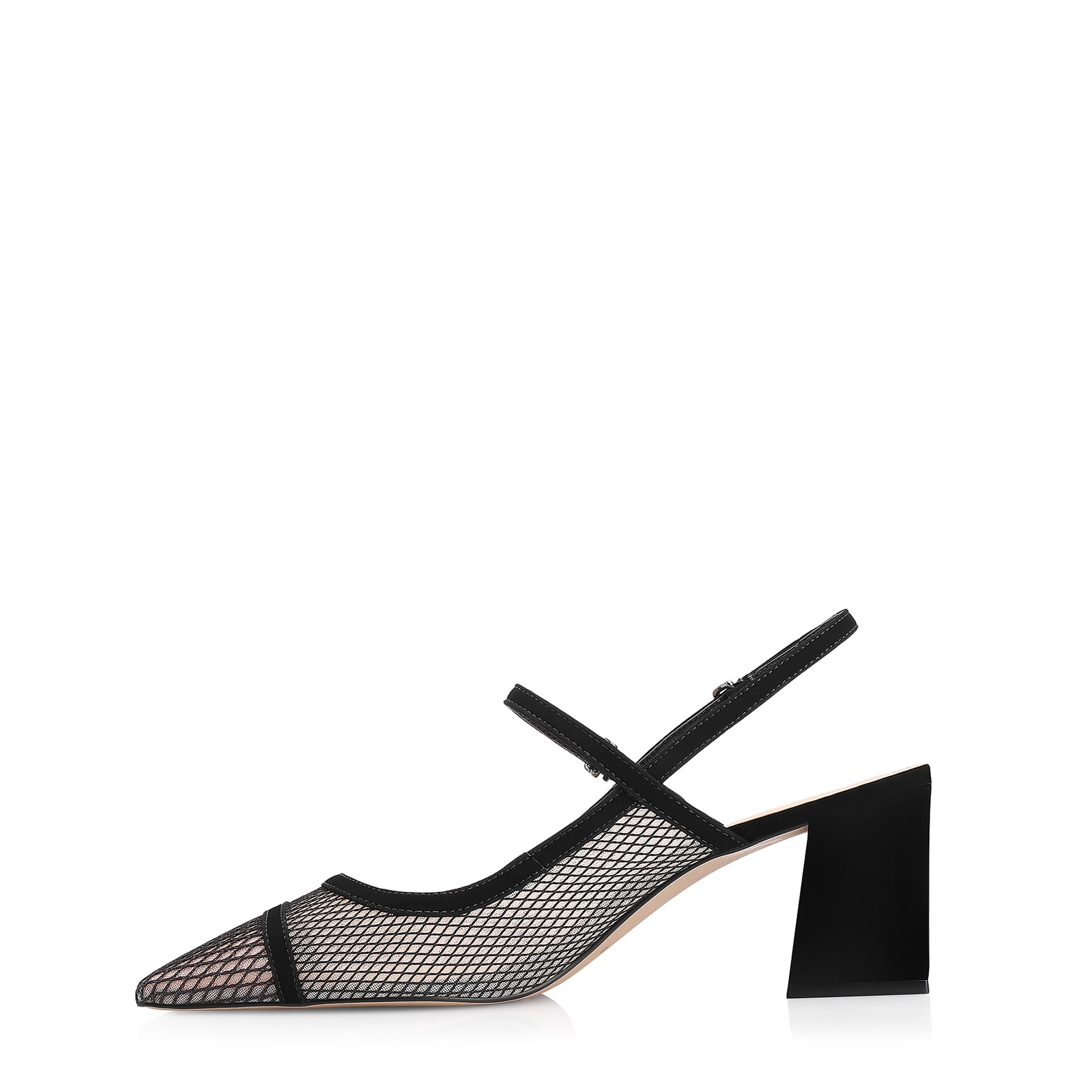 Scarpin Tela Preta/Nobuck Preto
