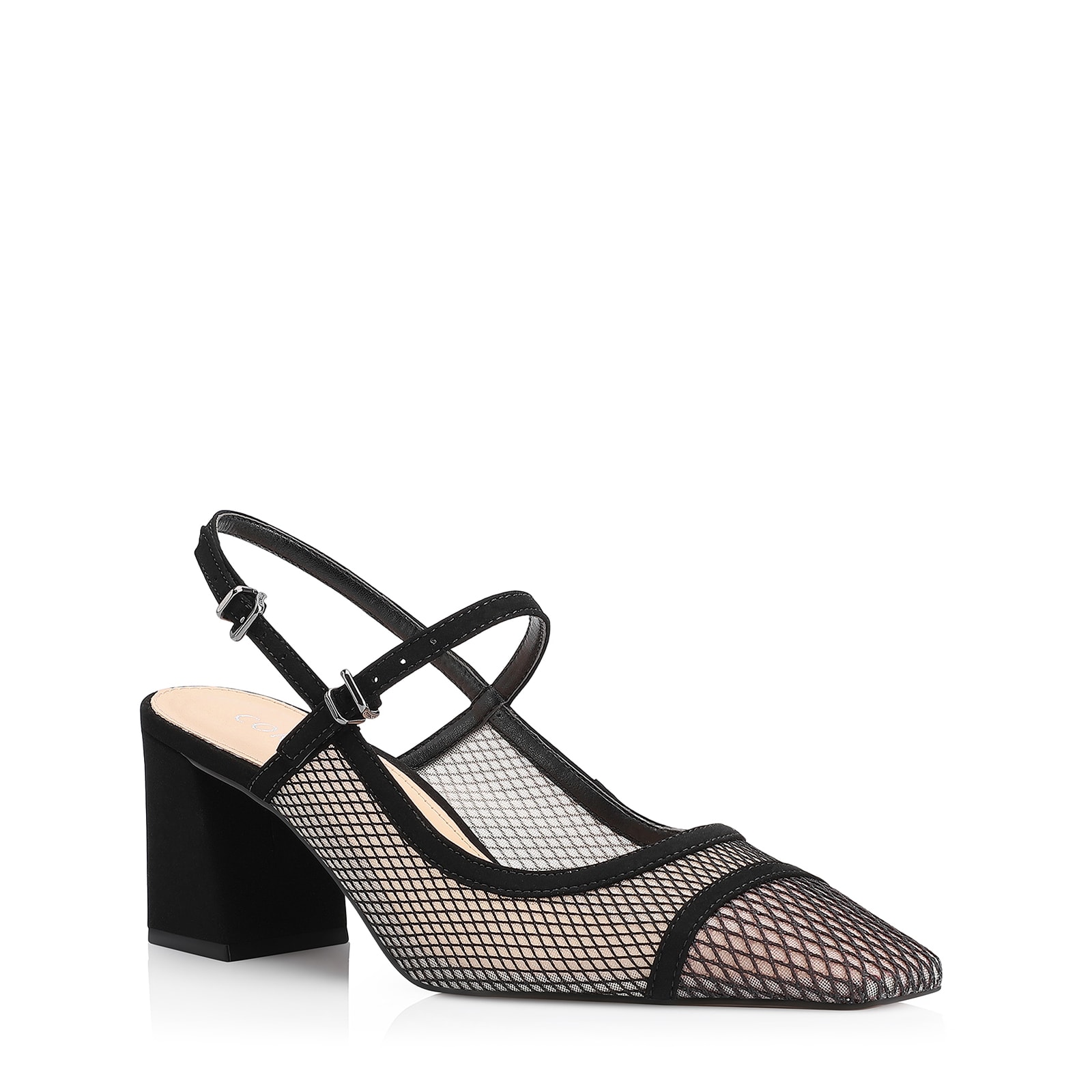 Scarpin Tela Preta/Nobuck Preto