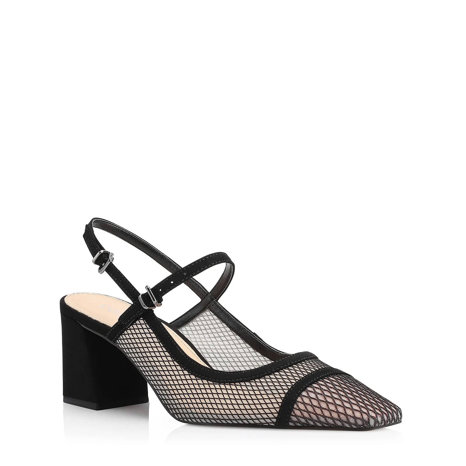 Scarpin Tela Preta/Nobuck Preto