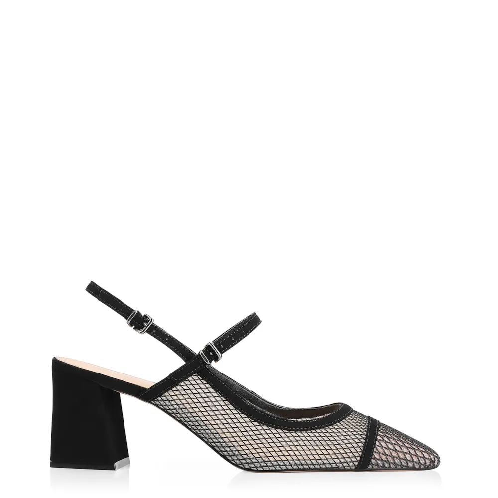 Scarpin Tela Preta/Nobuck Preto - imagem 2