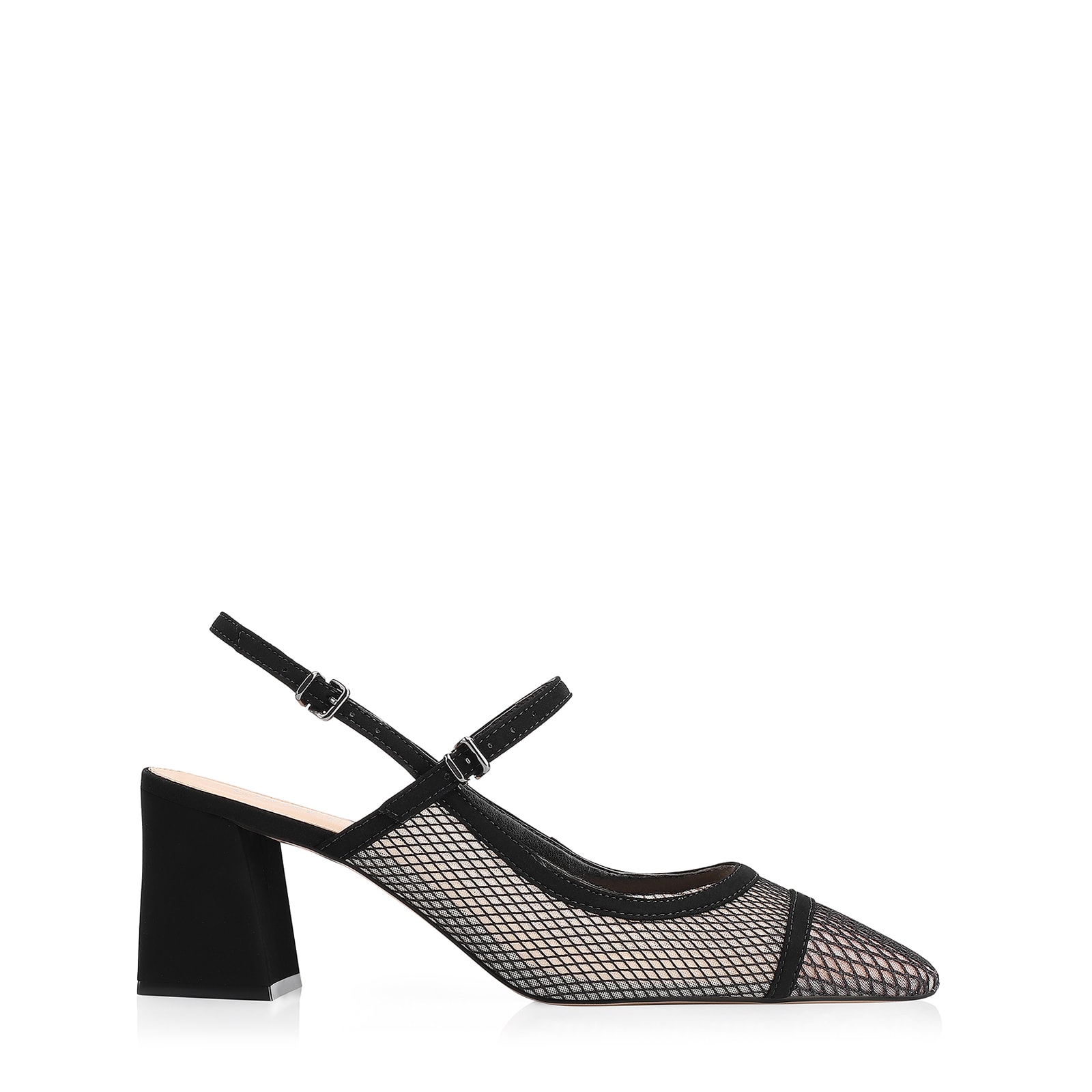 Scarpin Tela Preta/Nobuck Preto
