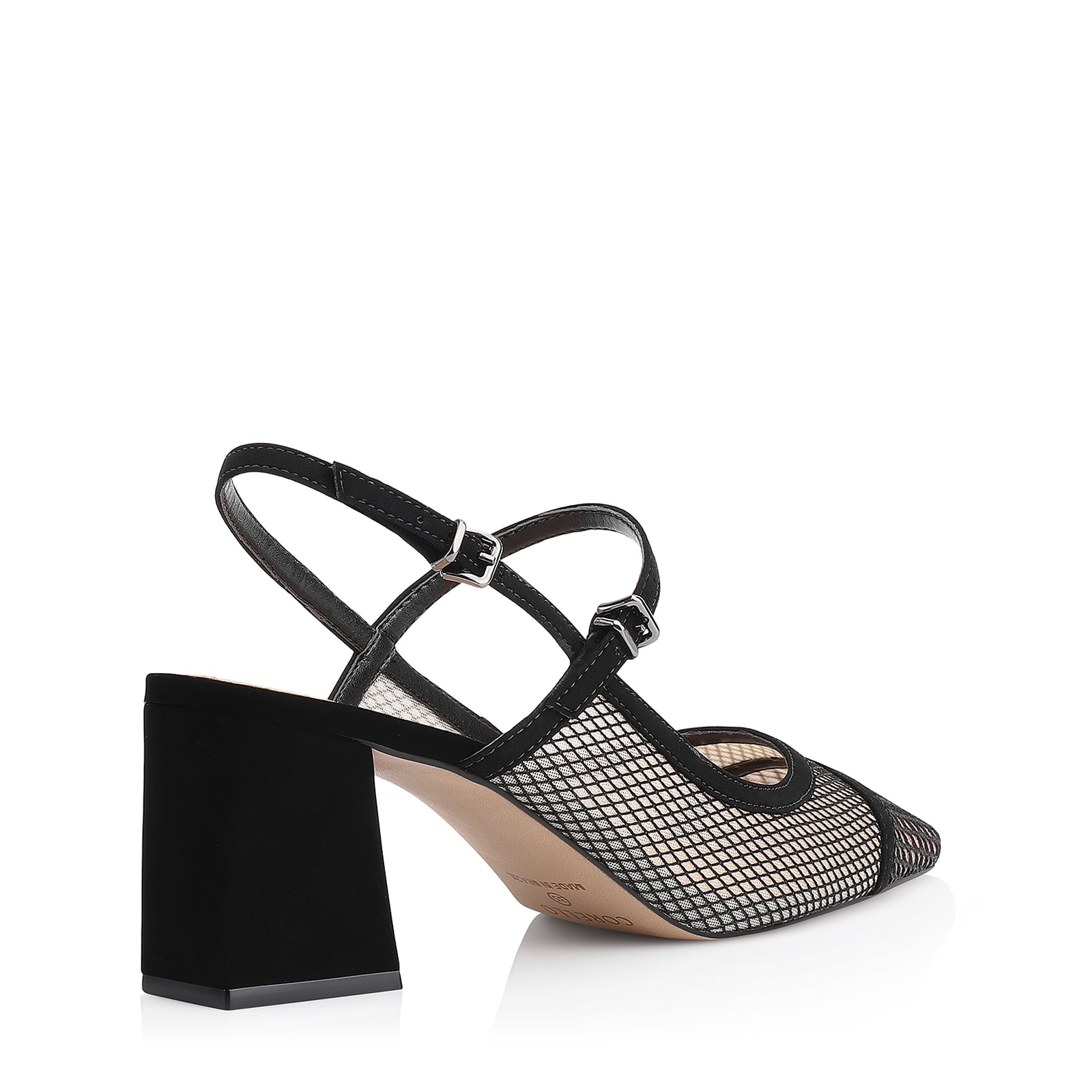 Scarpin Tela Preta/Nobuck Preto
