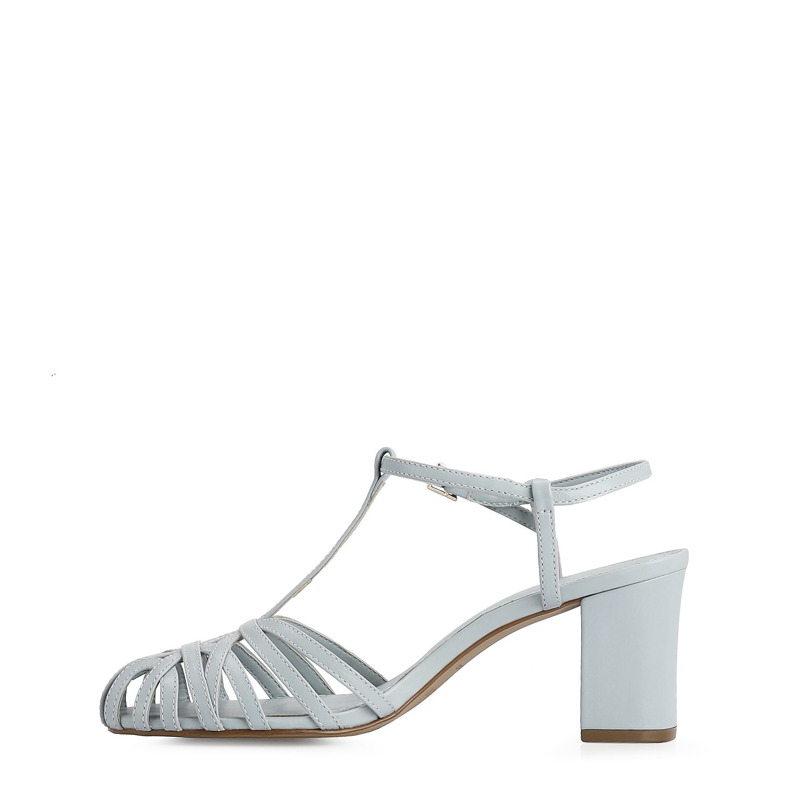 Scarpin Tira t Couro Azul