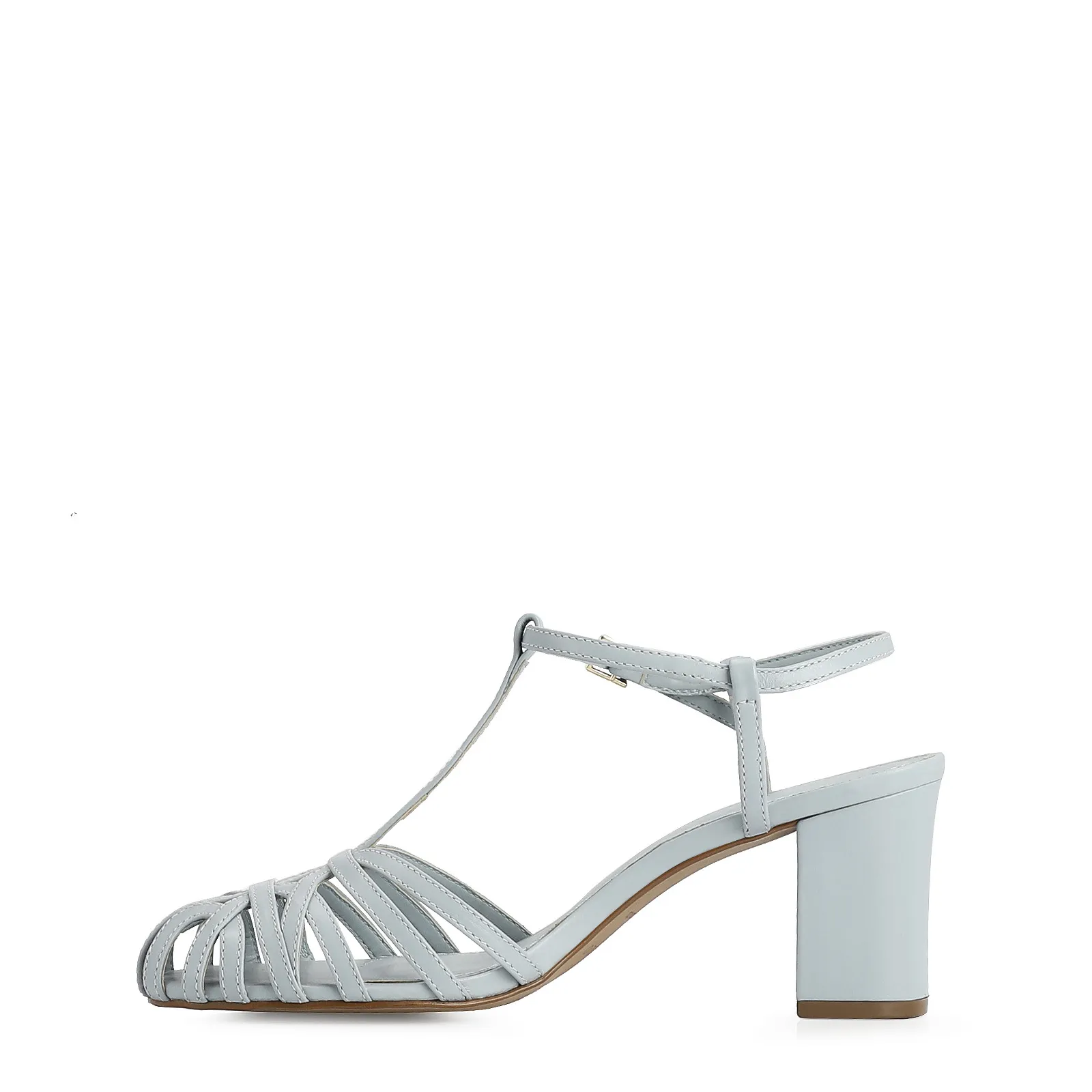 Scarpin Tira t Couro Azul