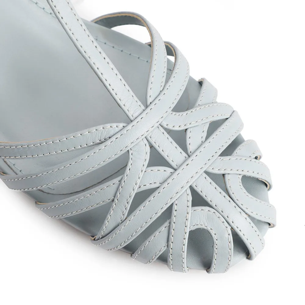 Scarpin Tira t Couro Azul - imagem 6