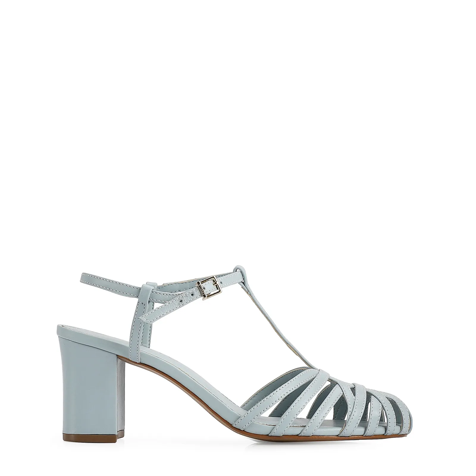 Scarpin Tira t Couro Azul