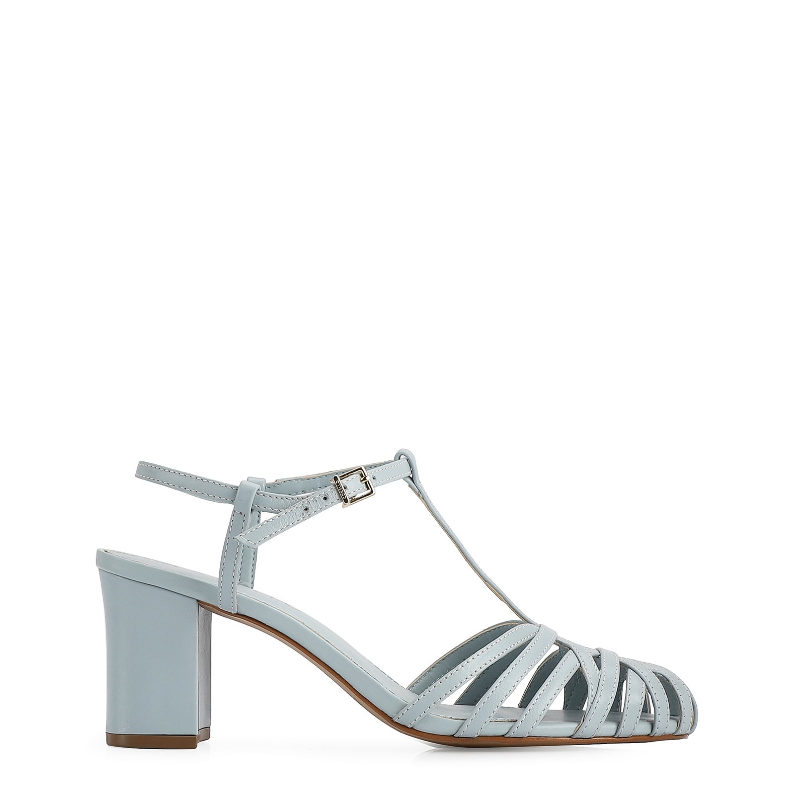 Scarpin Tira t Couro Azul