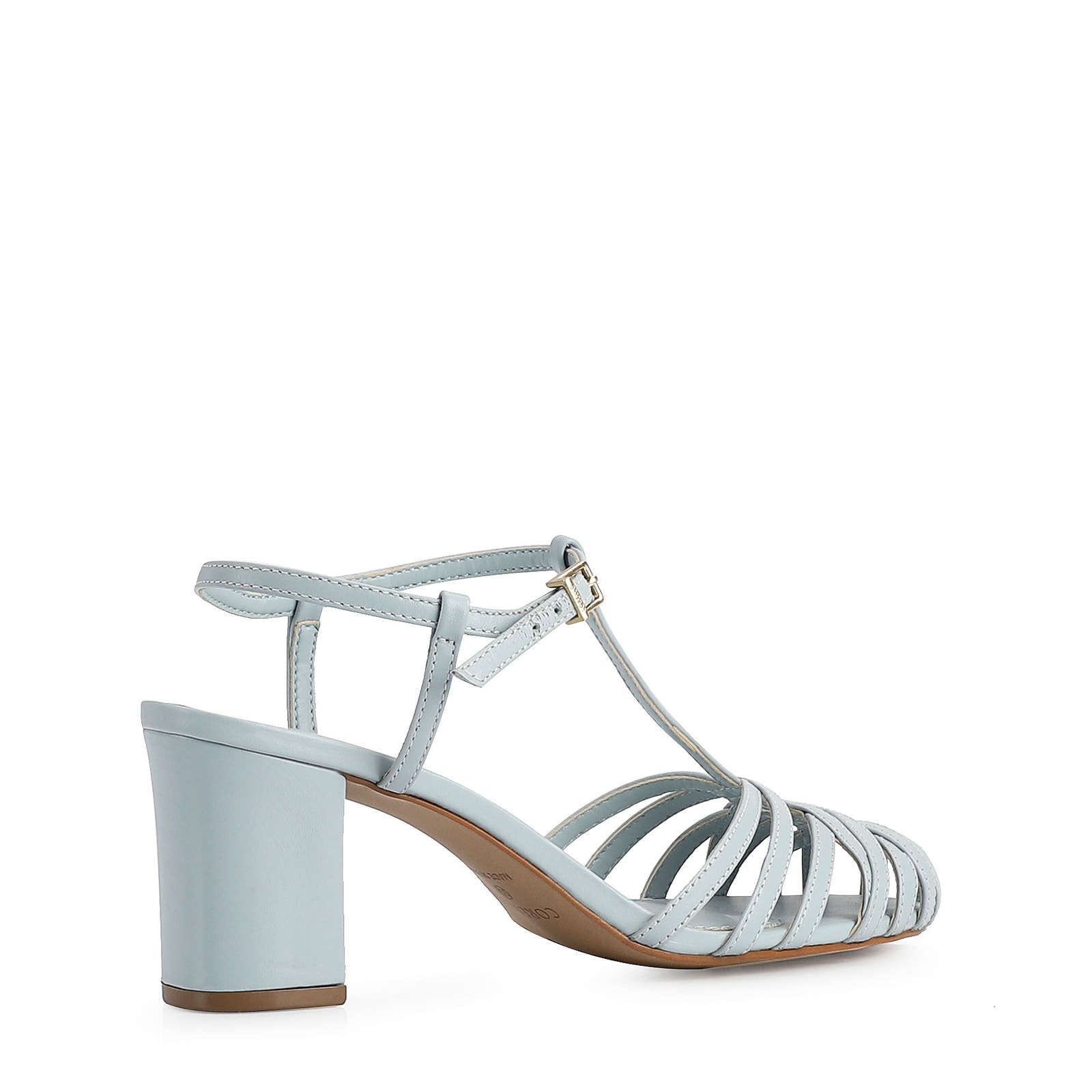 Scarpin Tira t Couro Azul