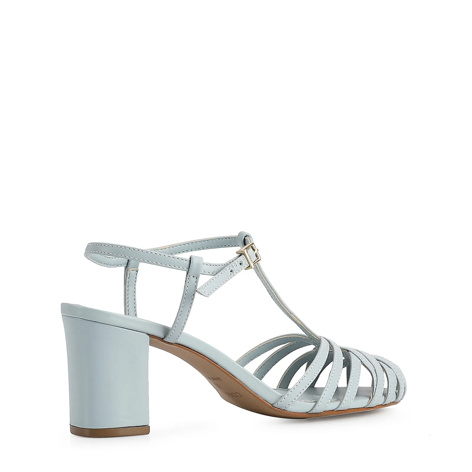 Scarpin Tira t Couro Azul