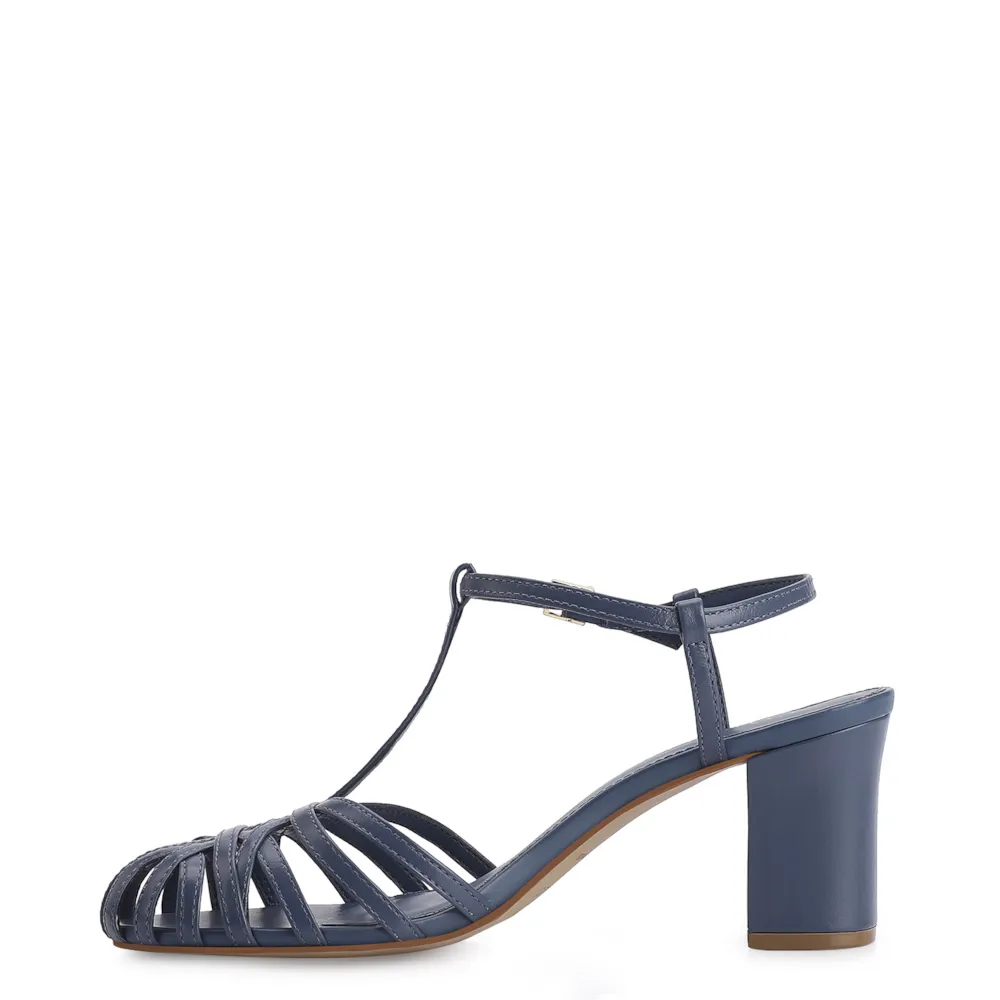 Scarpin Tira t Couro Azul - imagem 4
