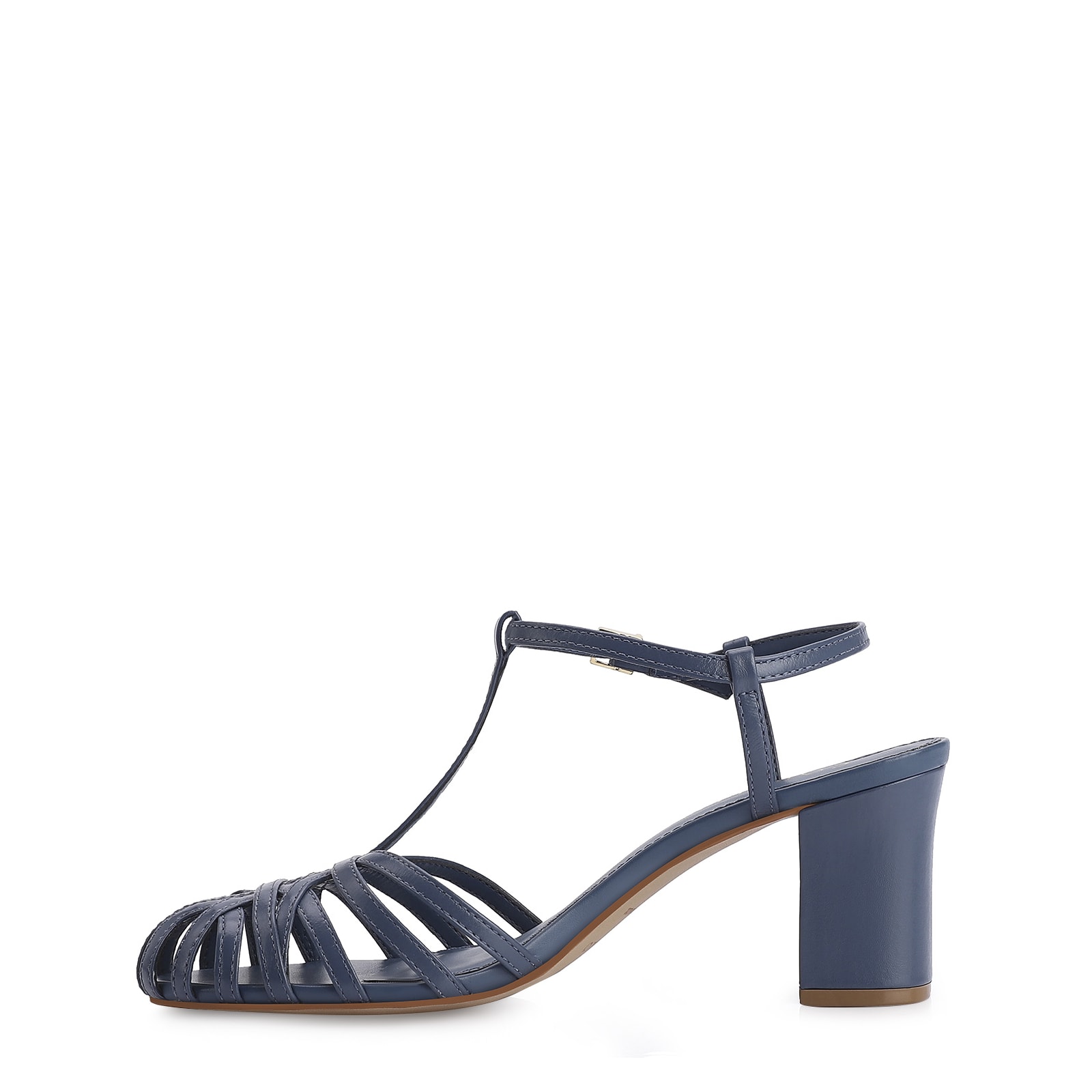 Scarpin Tira t Couro Azul