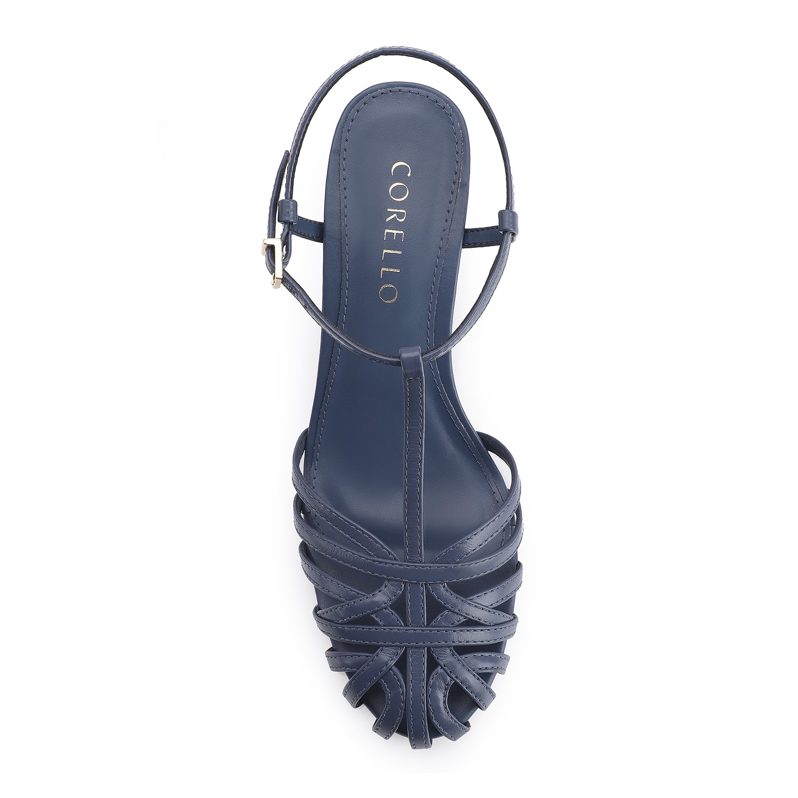 Scarpin Tira t Couro Azul
