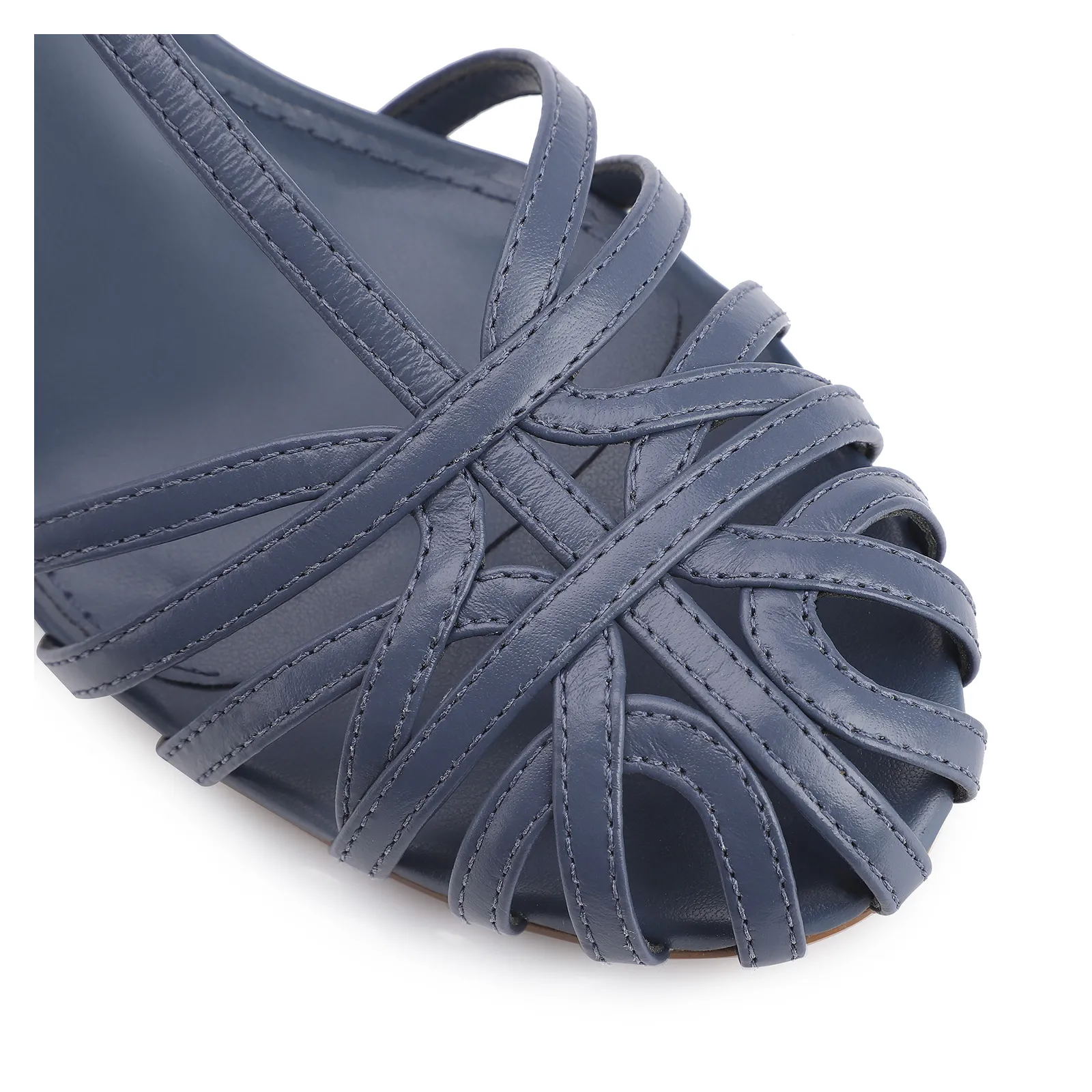 Scarpin Tira t Couro Azul