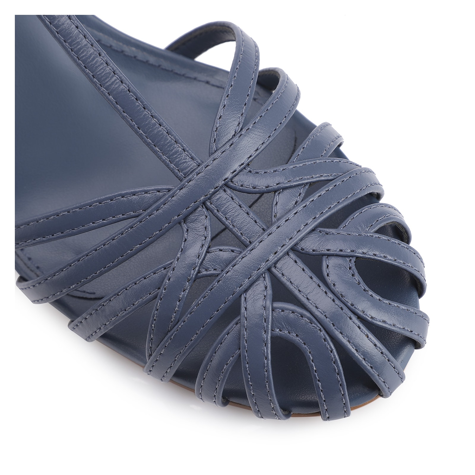 Scarpin Tira t Couro Azul