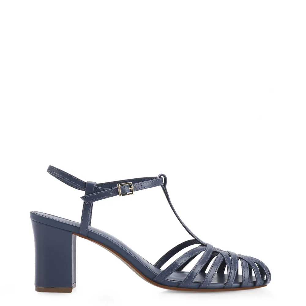 Scarpin Tira t Couro Azul - imagem 2