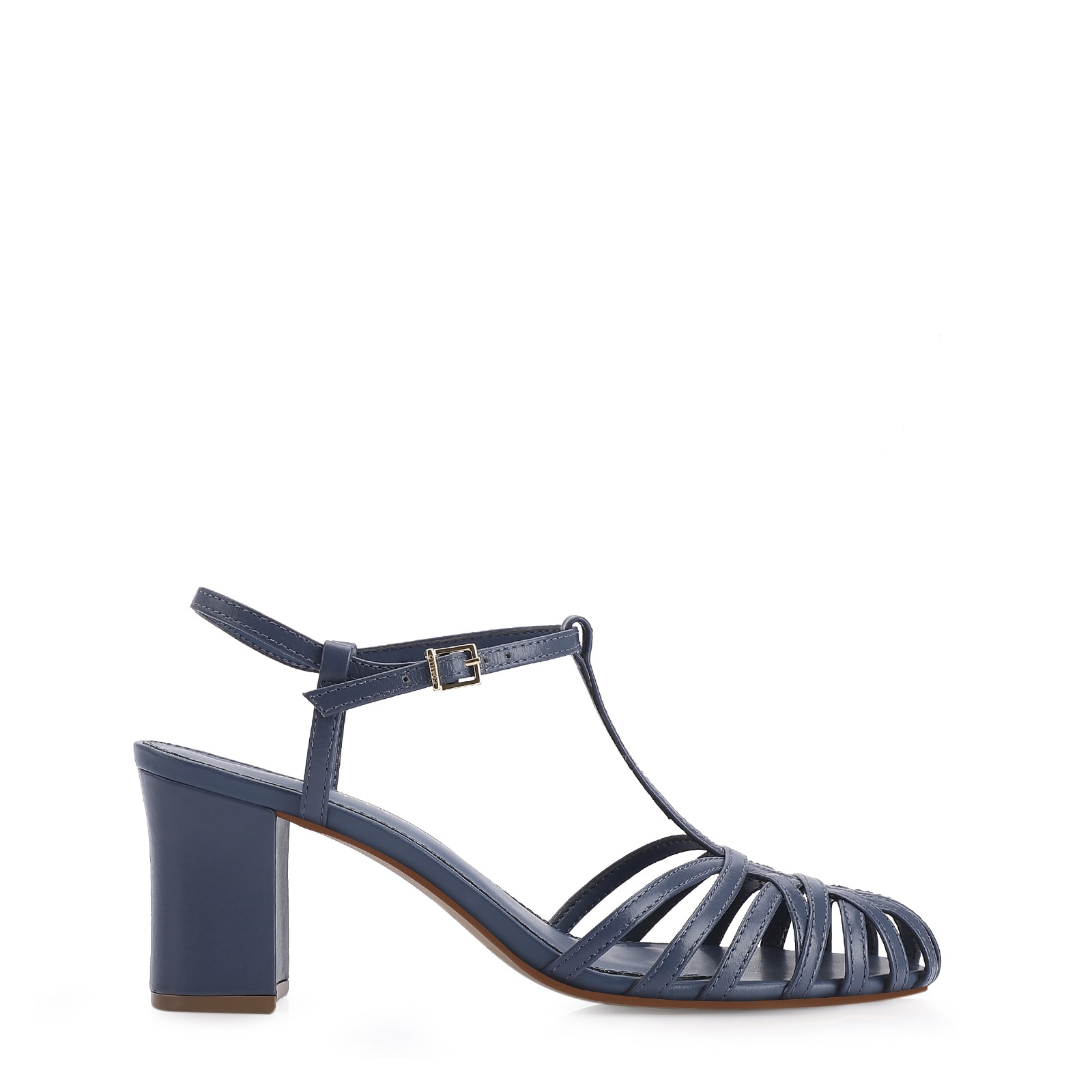 Scarpin Tira t Couro Azul