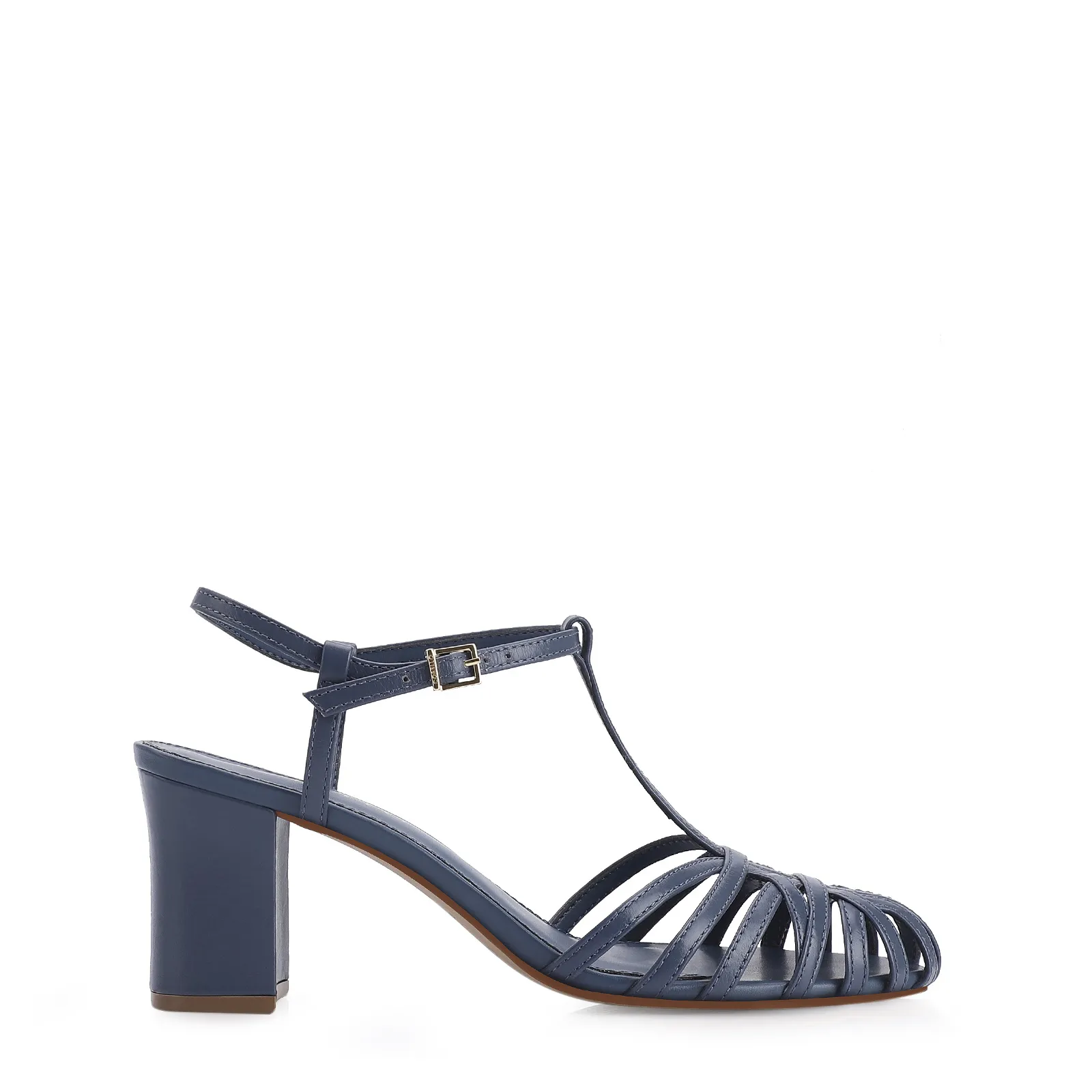 Scarpin Tira t Couro Azul
