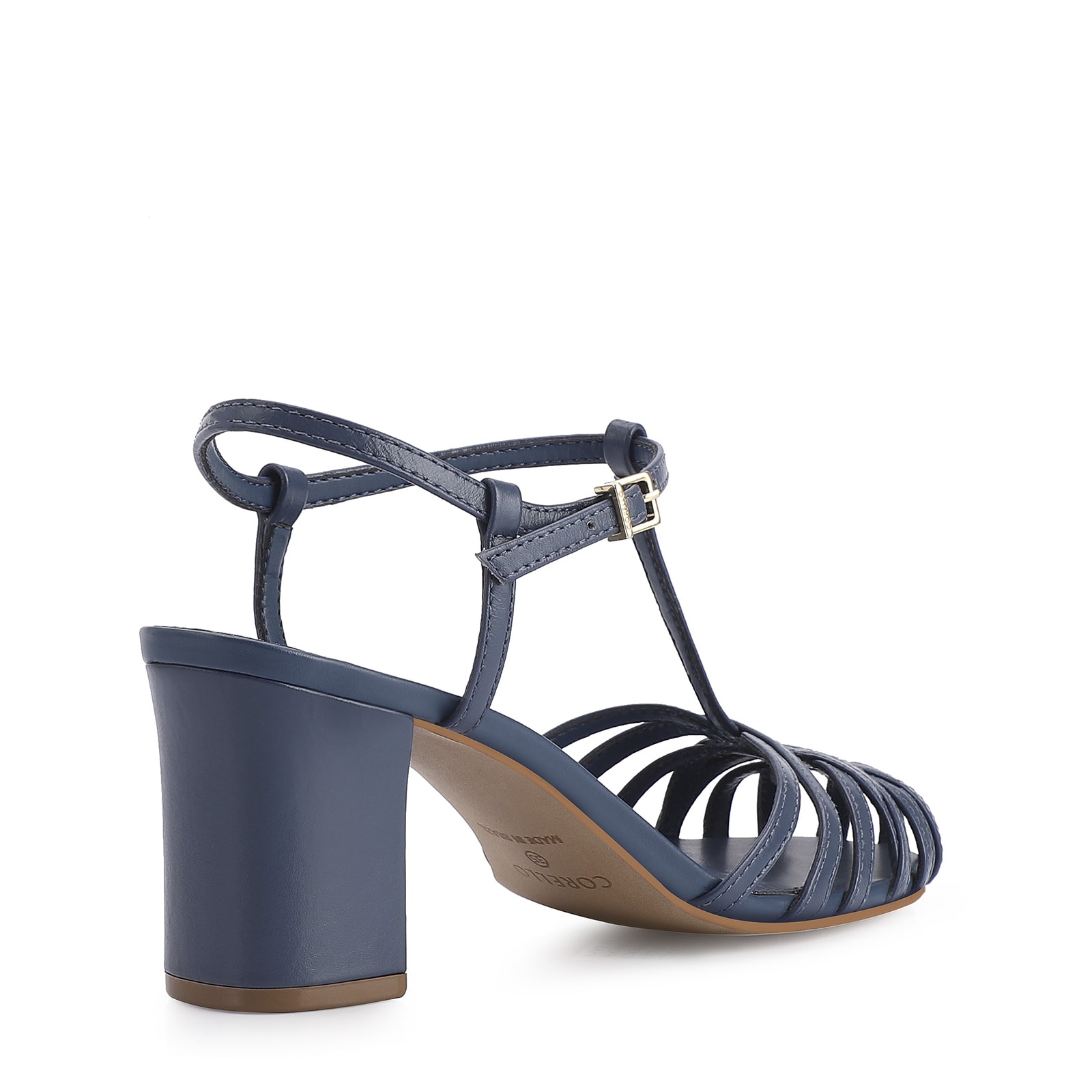 Scarpin Tira t Couro Azul