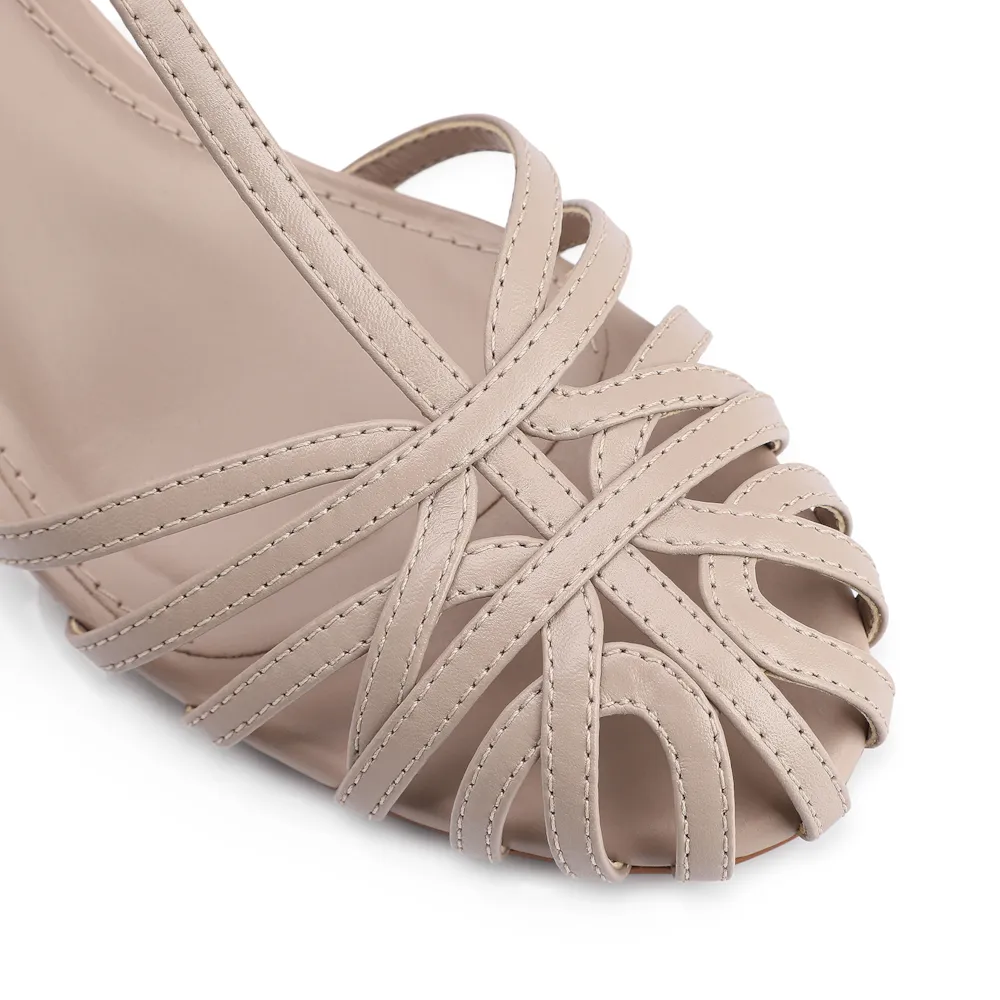 Scarpin Tira t Couro Bege - imagem 6