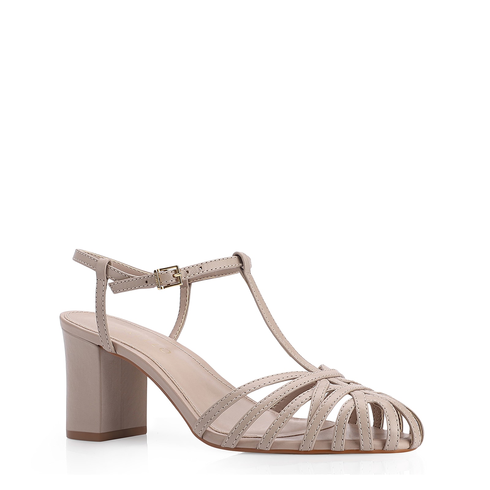 Scarpin Tira t Couro Bege