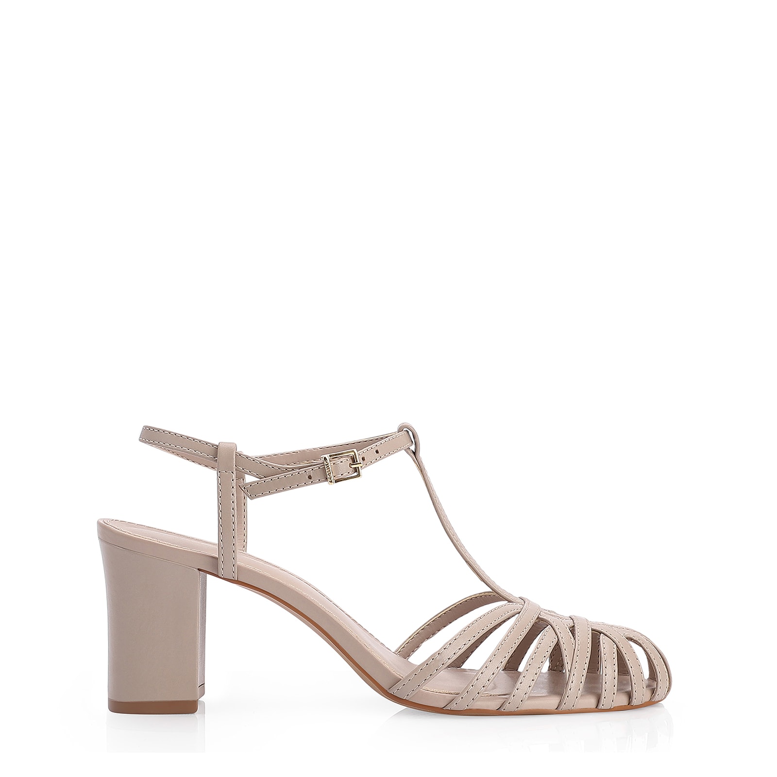 Scarpin Tira t Couro Bege