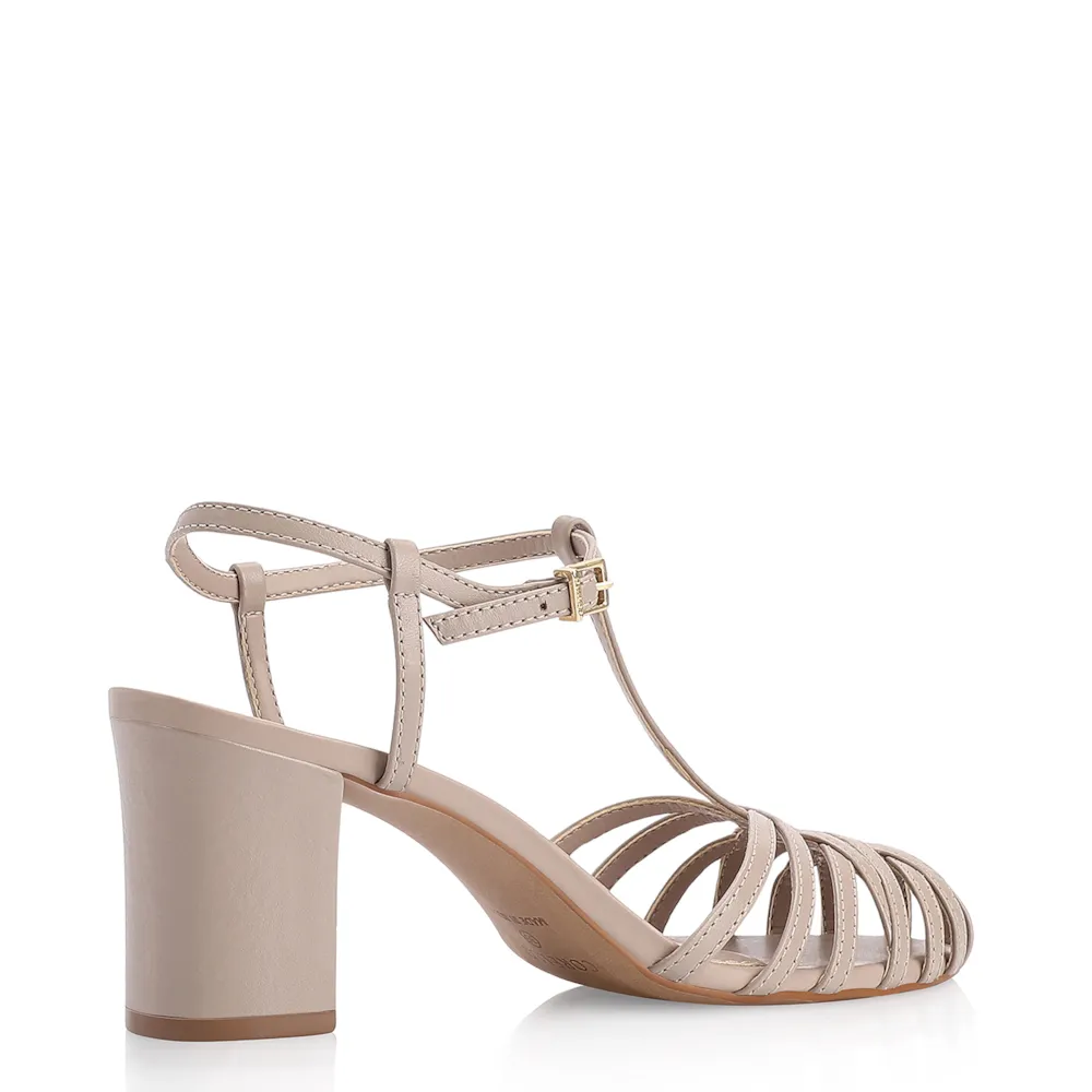 Scarpin Tira t Couro Bege - imagem 3