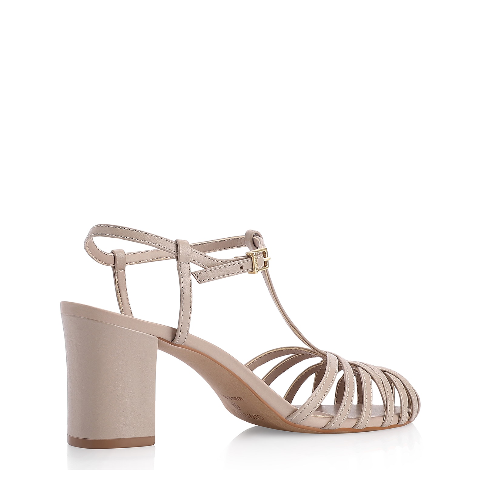 Scarpin Tira t Couro Bege